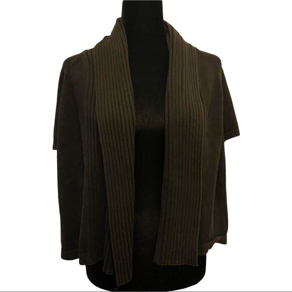 Talbots Black Short Sleeve Shrug Cardigan Sweater‎ Sz XL - Picture 1 of 13